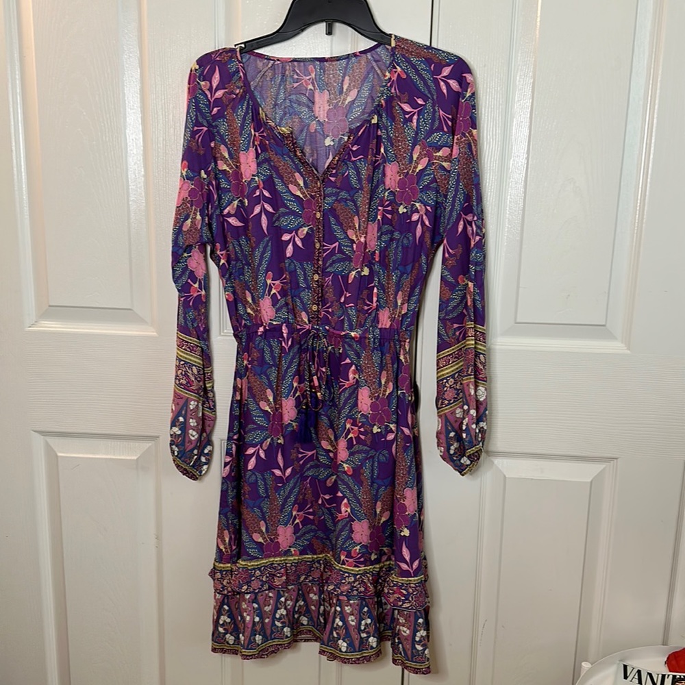 BoHo long sleeve midi dress
